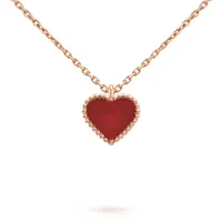 Collier de pendentif coeur doux Colliers d'amour Colliers Four feuilles Collier en forme de coeur rouge en argent sterling Gold rouge pour femmes pour femmes