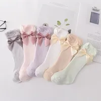 Baby Hole Socks Little Girls Girls Baws 3/4 Knee High Ruffle Sock Infant Crianças Algodão Pernas respiráveis ​​A3049286L