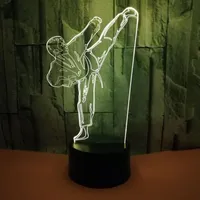 Luces nocturnas creative 3D LED Vision Gradiente de mesa Karate Lámpara USB Taekwondo Modelado para regalos Decoración de iluminación de dormitorio para niños