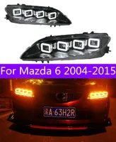 Cars Headlight For Mazda 6 20 04-20 15 Mazda6 LED Lamps Headlights DRL Dual Beam Lens Angel Eyes Front Lights
