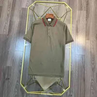 Высотая версия мужская футболка Bur Cotton Button Fut Fit Olo Polo Рубашка летние дышащие комфортные топы вымытые ткань с коротким рукавом поло