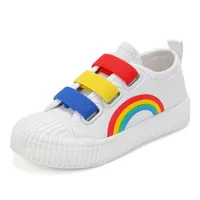 Rainbow Children Walking Shoes Kids Boy Girl Breathable Canvas Shoes Summer Anti-Skid Sport Sneakers Spring Fashion Flats 211022165m
