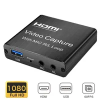 Switches de placa de captura de vídeo HDMI 1080p com entrada de microfone de 3 5 mm e saída de áudio para Windows Linux Mac PS4 Game Recording Live 2898