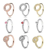 Nuevo popular 925 Sterling Silver Cz Ring Lucky Circle Round Ms. Pandora Wedding Jewelry Accesorios de moda