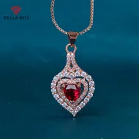 Pendant Necklaces Bella Box Luxury Multicolour Gemstone Heart Women Wedding Engagement Accessories Brilliant Lady's Necklace Party Jewel