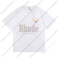 Tasarımcı T Shirt iyi Rhude Buğday Kulak Grand Prix Mektubu Retro High Street 1 1 Kalite Gevşek Kısa Kollu T-Shirt Siyah S-XL Yüksek