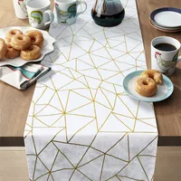 Fowecelt Boho Country Wedding Decoration Table Runner Modern Geometric-Inspired White and Gold Luxury Home Dining Party Decor 220414