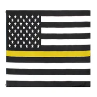 3x5Fts Thin Yellow Line flag Gold Emergency Dispatchers Truck Tow Drivers Recovery Public Safety Security Guards Loss210f