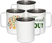 12oz Insulated Tumblers with Handle Blank Coffee Mugs for Sublimation Double Wall Vacuum Stainless Steel Travel Cup with Sliding Lid G Heat-Goo T0425