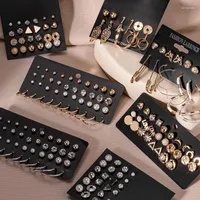 Stud Women&#39;s Earrings Set Retro Korean Geometric For Women Gold Small Metal Pearl Earring 2022 Trend JewelryStud Kirs22