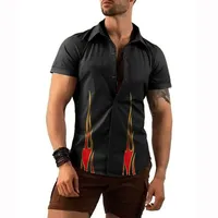 القمصان للرجال الرجال قميص واحد الصيف الصيف الربيع عارضة الأزياء العصرية النحيفة متعددة الألوان البسيطة طباعة منسوج الطية صدر السترة قصيرة shi