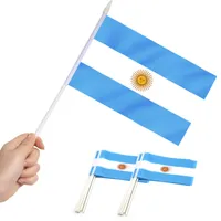 Banner Flags Anley Argentina Mini Flag Hand Tendu Small Miniature Argentine sur Stick Fade résistant aux couleurs vives de 5x8 pouces avec un P amotr solide