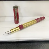 LGP Luxury Pen Egyptian retro style Letter Carving Rollerball Ballpoint Pens Classic With Serial Number Red Gold clip