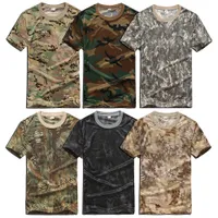 Unisex Comouflage t 셔츠 짧은 소매 빠른 마른 O 목 군대 카모 하이킹 야외 티셔츠