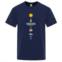 كوكب النظام الشمسي من الكواكب طباعة رجل Tshirt كبير الحجم فضفاضة ملابس منتظمة قمصان الذك