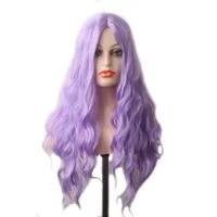 Wig en fibre synthétique Woodfestival longs cheveux ondulés pour les femmes Couleur de couleur violette claire Cosplay