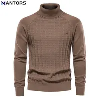 Mantors Autumn Winter Mens Turtleneck suéteres de cor sólida Casual Business Style Knit