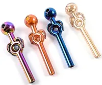 Skull Design Smoking Pipes Double Pyrex Glass Oil Burner Multicolor Spoon Pipe Round Ball Dome Hand made bubbler