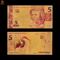 اللون تذكاري الذهب ورقة المال البرازيل 5 واقع الأوراق النقدية في 24 كيلو الذهب الورق مطلي العملة لجمع