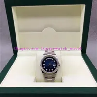 Original Box Paper 128239 36mm Blue Dial Calendar Mechanical Automatic Silver Stainless Steel Bracelet Luxury Men's Watches280Q