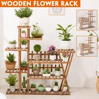 Planters & Pots Solid Wood Flower Pot Rack Strong Bonsai Holder Home Garden Indoor Display Plant Stand Shelf Planter Trays 2 Types