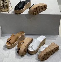 Moda H Orijinal Deri Kadın Sandalet Terlik Slayt Tasarımcısı Lüks Düz Yüksek Topuklu Flip Flops Ayakkabı İşlemeli Platform Kauçuk Sandal Deri Shoal Casual