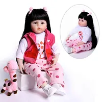 Realistisch 48 cm Reborn Puppe Mädchen Super weiche Silikon Schöne lange Haar Kleinkind Menina de Super Price Kinder Geschenk Mode Spielzeug AA220325