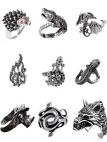 12 stks band ring set voor vrouwen meisjes slang dieren mode mannen sieraden vintage oude zilveren punk gothic verstelbare ringen bulk
