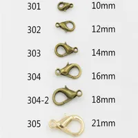 Whole 1000pcs Imitation Rhodium Plated 10mm 12mm 14mm 16mm 18mm 21mm 23mm 24mm Zinc Alloy Lobster Clasps & Hooks jewelry findi2685