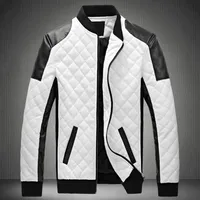 2019 Winter Men's Collar Lingge PU Leather Jacket Black And White Color Matching Large Size Motorcycle Leather SH190924327R
