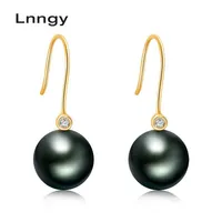Legria dangle lnngy 18k oro tahiti perle perle orecchini a goccia 10-11 mm rosa gialla bianca solida nera vera diamante femminile269l