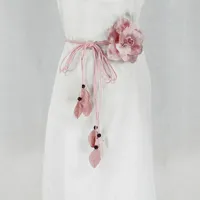Cinturones de cuerda larga borla decorativa de falda damas chifón gran flor cinturón de moda