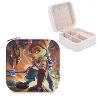 Jewelry Pouches Bags Ratchet And Clank Storage Box Mini Leather Double Layer Organizer For Jewellery Travel Case ClankJewelry Lois22