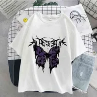 Bloquea para hombres Camiseta de gran tamaño de mariposa Harajuku
