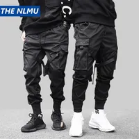 Hip Hop Black Crayer Pantalon Men de cargaison Pantalon Streetwear Men Pockets Harem Joggers 2019 Fashion Mens Pant Ribbon HD070 T200706