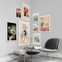 Gemälde Cartoon Lesben Frau Wandkunst Leinwand Malerei Vintage Nordic Plakate und Druckgalerie Bilder für Wohnzimmer Wohnkultur