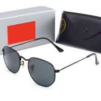 Designer Solglasögon Hexagonal Sun Retro Pilot Mäns och kvinnors 52mm UV400 Luxury Solglasögon Mirror Glass Classic Belt Box