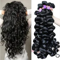 Unprocessed Brazilian Human Remy Virgin Hair Loose Wave Hair Weaves Hair Extensions Natural Color 100g bundle Double Wefts 3Bundle2830