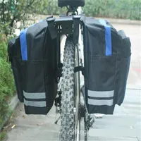 Zwart fietsen fietszadeltas fietstassen PVC en nylon waterdichte dubbele zijzijde achterste rekstoelzak Pannier fiets Accessorie2735