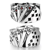 Punk Silver Poker Open Open Ring for Women Men Regolable Wide Ace of Spades Gothic Hip Hop Playing Card Ring Fashion Party Jewelry