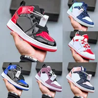 2020 New Colors Athletic 1s Kids Basketball Shoes Game Infants Royal Scotts Obsidian Chicago Bred Sneakers Melody Mid Multi-Color Tie-Dye Kid Baby Shoe Eur 23-37