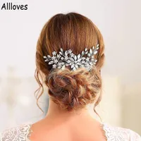 Glittering Bridal Headwear Hair Combs Headpieces Silver Rhinestone Brides Hairdress Party Prom Hair Accessories Wedding Jewelry Fashion Tiaras for Women CL0866