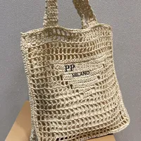 2022 Fashion Designer Brands Shopping the Tote Bag Hollow Letters  Straw Totes Paper Woven Women Shoulder Bags Summer Beach Handbag Luxury Bag With Box