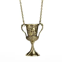 Hänge halsband film smycken helga hufflepuff cup pendent halsband för kvinnor 12 st/lotpenderhänge