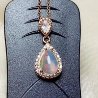 Lockets Per Jewelry Drop Style Necklace Pendant Natural Real White Opal 0.8ct Gemstone 925 Sterling Silver T206312