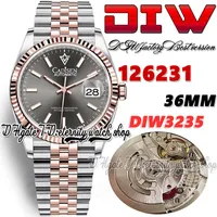 DIWF DIW126231 SA3235 AMASATION MANS WATCH 3MM نغمة ROSE ROSE GOLD PAZEL GRAY DIAL DIAL STACK MARKERS 904L JUBILEESTEEL Super Edition Watches