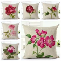 pink floral throw pillow case for sofa chair bed fuchsia flowers cushion cover peony almofada garden plant cojines287D
