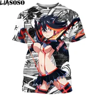 liasoso anime kill la kill printed t-shirt printed 3d men نساء الصيف فضفاضة هاراجوكو القمصان على طراز للجنسين تيز قمم 220622