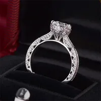 Grace Moments Classic 1 Ct CZ Wedding Rings S925 Marked Engagement Ring White Gold Filled Finger Rings