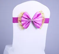 Bowknot bruiloft stoel cover sjerpen elastische spandex boog stoel band met gesp voor bruiloften banket partij decoratie accessoires